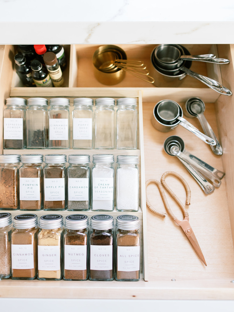 A Truly Organized Spice Drawer