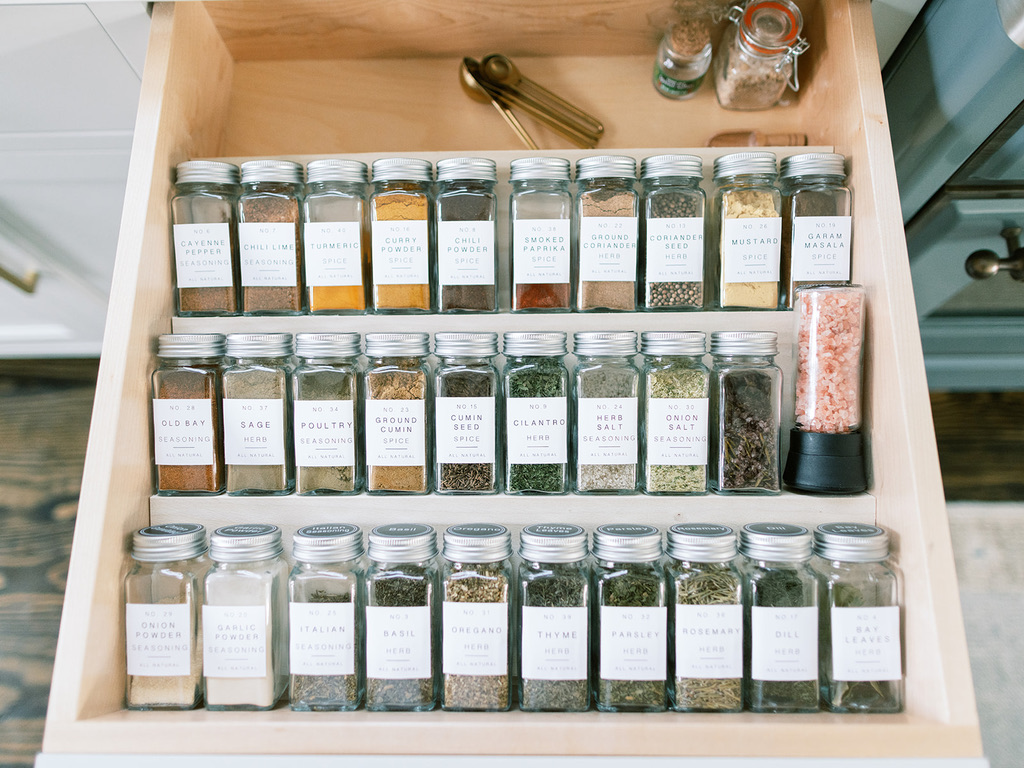 Custom Spice Rack Kitchen Drawer Organizer Spice Jar Storage -   Spice  jar storage, Kitchen drawer organization, Spice organization drawer